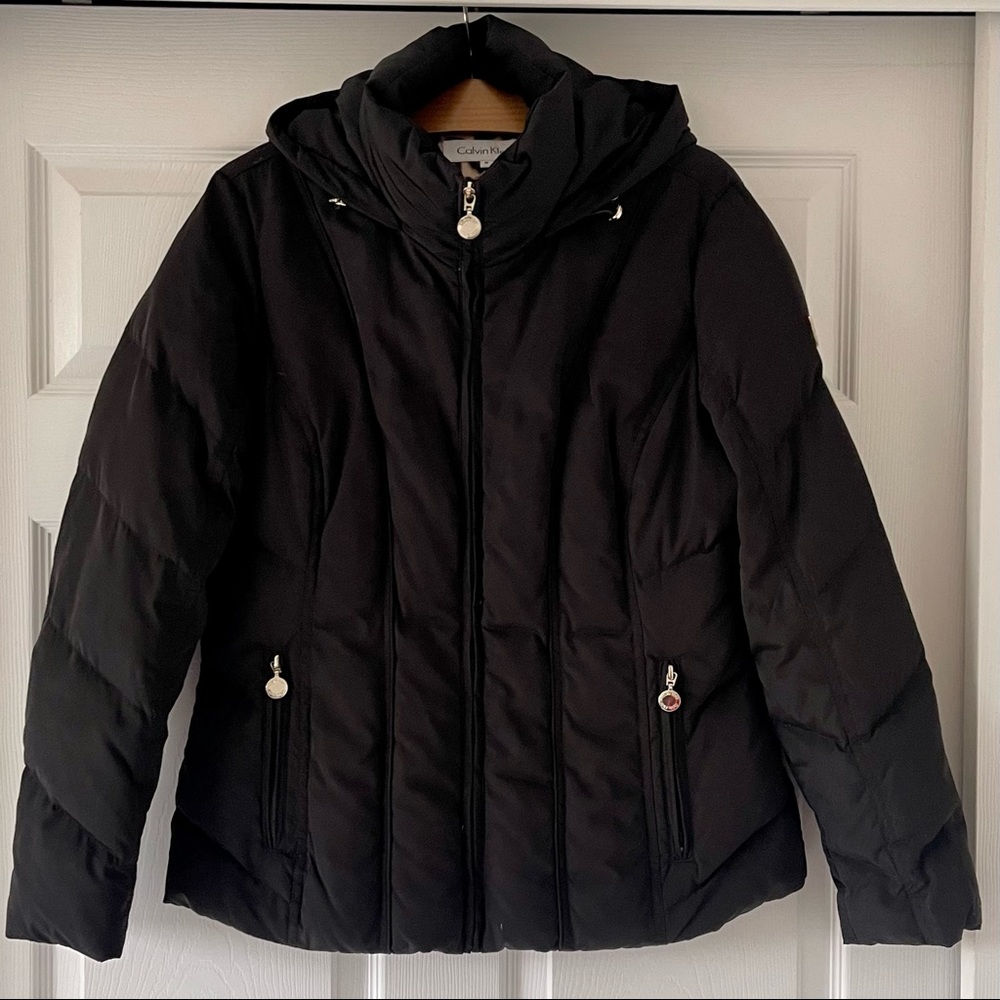 Calvin Klein Performance Black Zip & Snap Down-Filled Coat w/Hood M (Women’s)